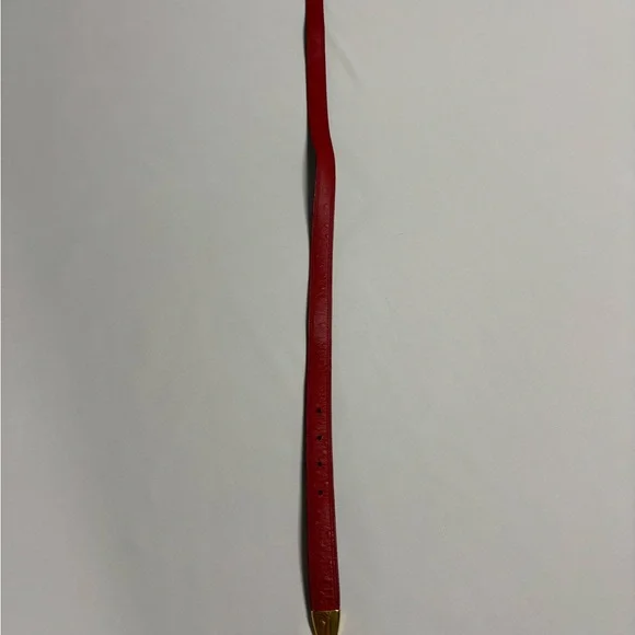 Vintage Etienne Aigner Belt - Red Embossed Leather with Gold Hardware - Picture 2 of 6